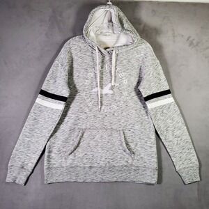 Hollister Hoodie Mens M Gray Marled Stitched Logo Pullover Cozy Casual Skater